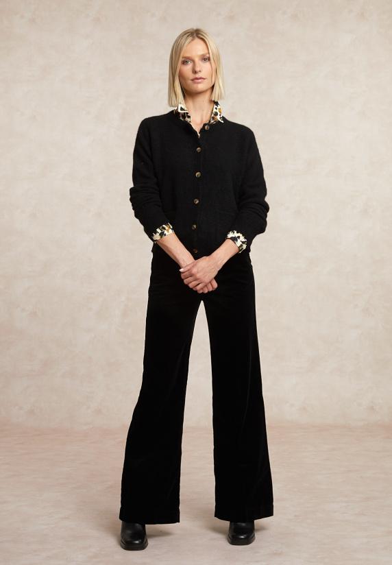 River Woods Geknoopte Cardigan Ronde Hals Opgestikte Zakken Zwart