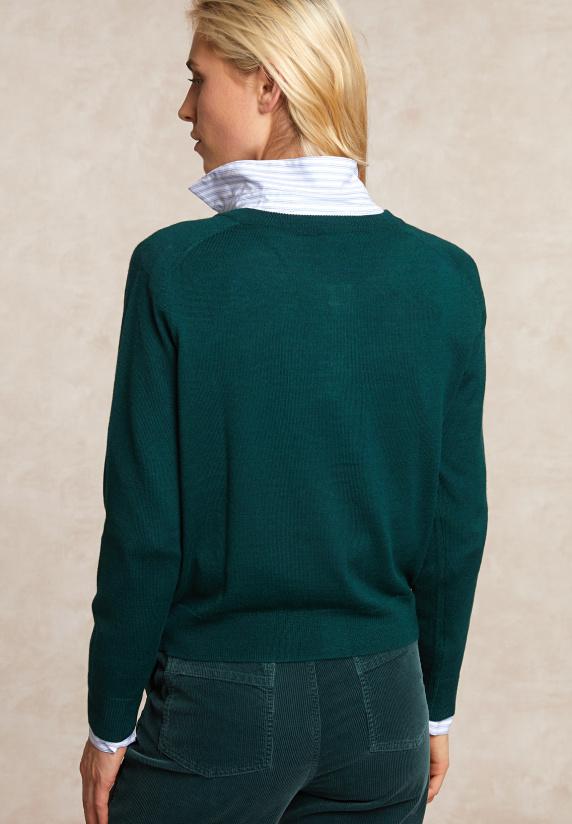 River Woods Geknoopte Merinowol Cardigan Ronde Hals Groen