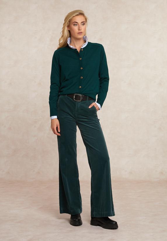 River Woods Geknoopte Merinowol Cardigan Ronde Hals Groen