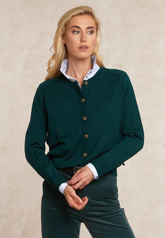 river woods Geknoopte merinowol cardigan ronde hals groen