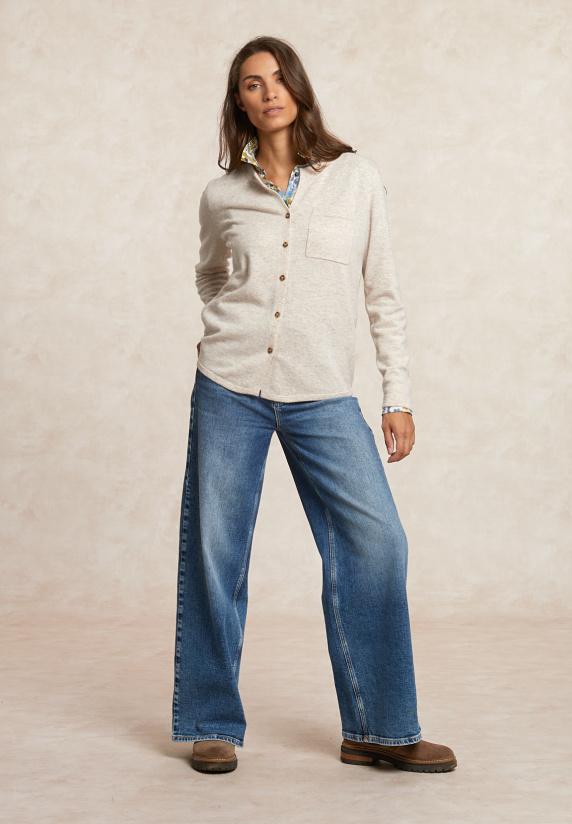 River Woods Geknoopte V-hals Cardigan Borstzak Beige