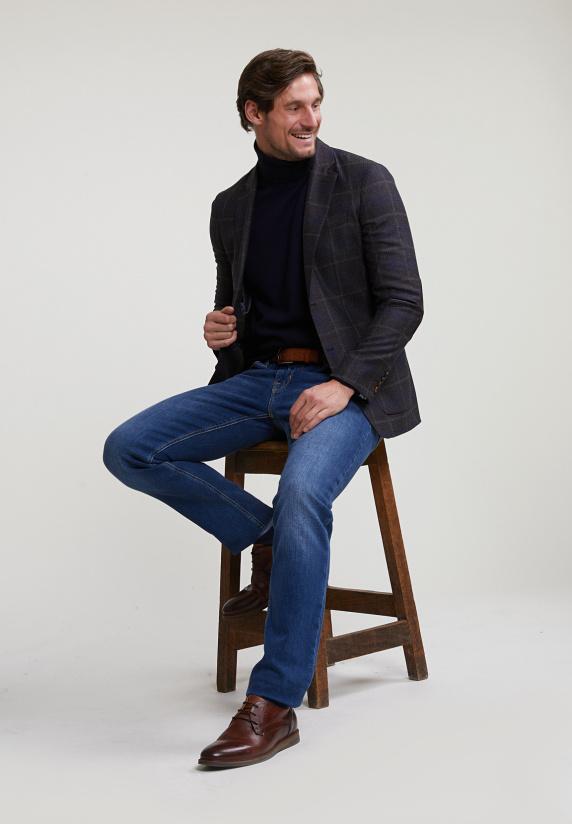 River Woods Geruite Zuivere Scheerwol-kasjmier Blazer Bruin/blauw