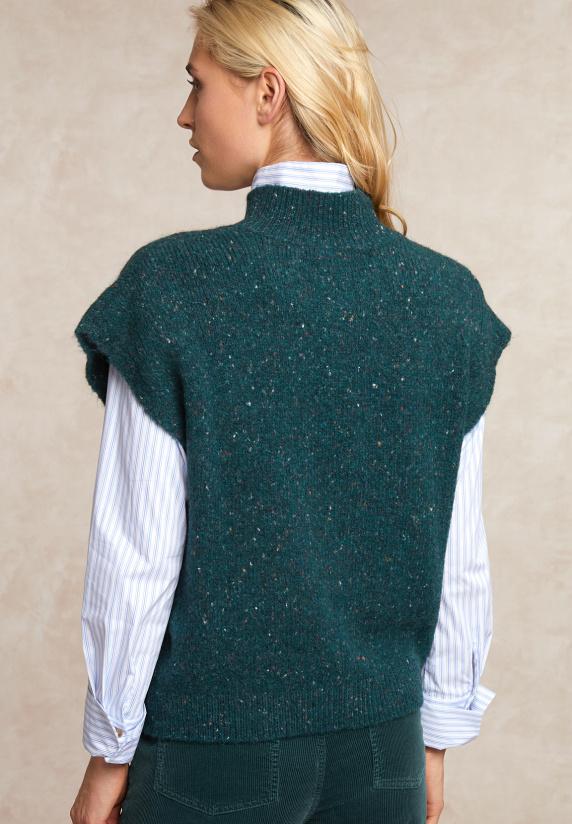 River Woods Gestipte Debardeur Opstaande Kraag Groen