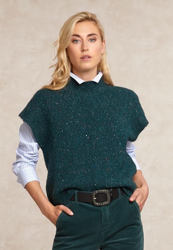 river woods Gestipte debardeur opstaande kraag groen