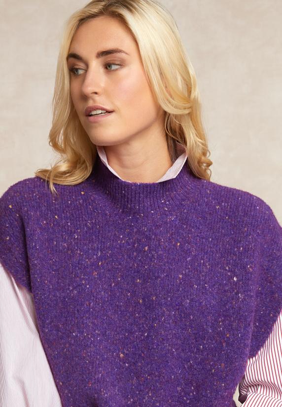 River Woods Gestipte Debardeur Opstaande Kraag Paars