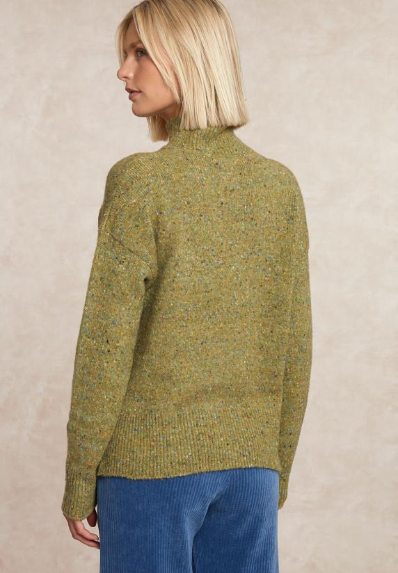 River Woods Gestipte Trui Opstaande Kraag Olijfgroen