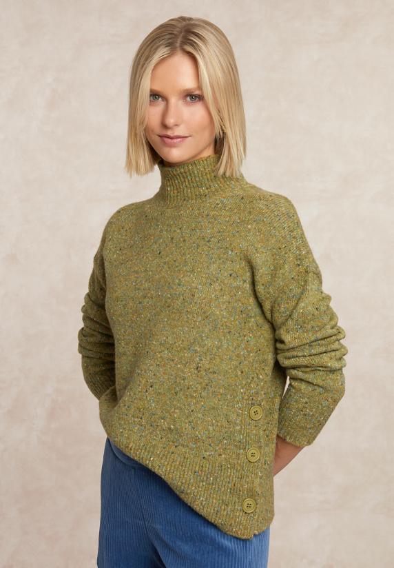 river woods Gestipte trui opstaande kraag olijfgroen