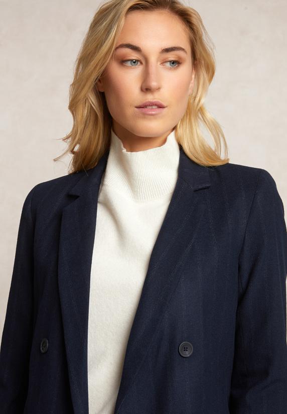 River Woods Gestreepte Blazer Dubbele Knoopsluiting Blauw