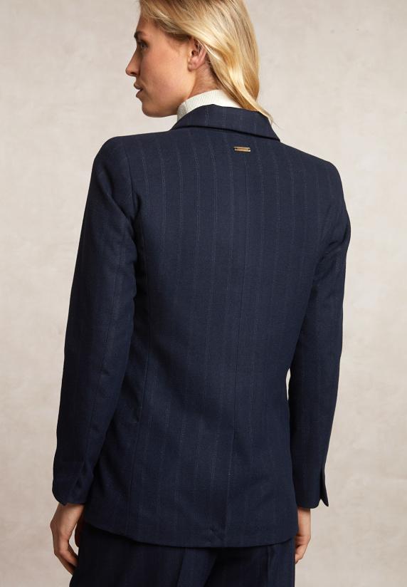 River Woods Gestreepte Blazer Dubbele Knoopsluiting Blauw