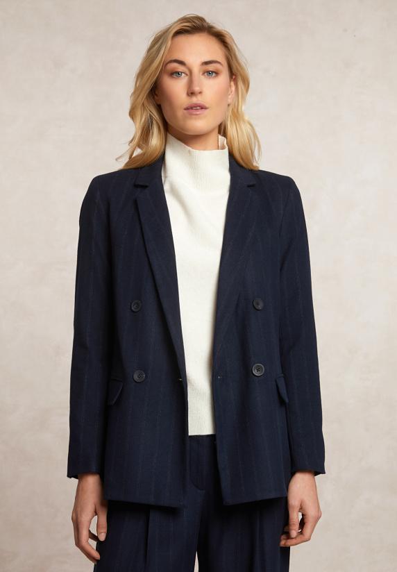 river woods Gestreepte blazer dubbele knoopsluiting blauw