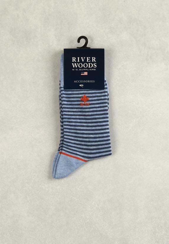 river woods Gestreepte katoenen sokken chambray mix
