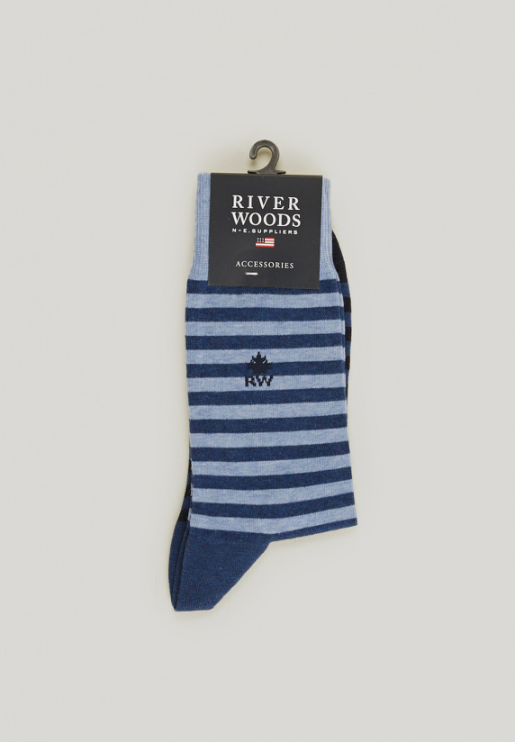 river woods Gestreepte katoenen sokken dark chambray mix