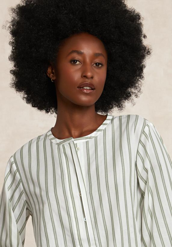 River Woods Gestreepte Oversized Blouse Lange Mouwen Groen/écru