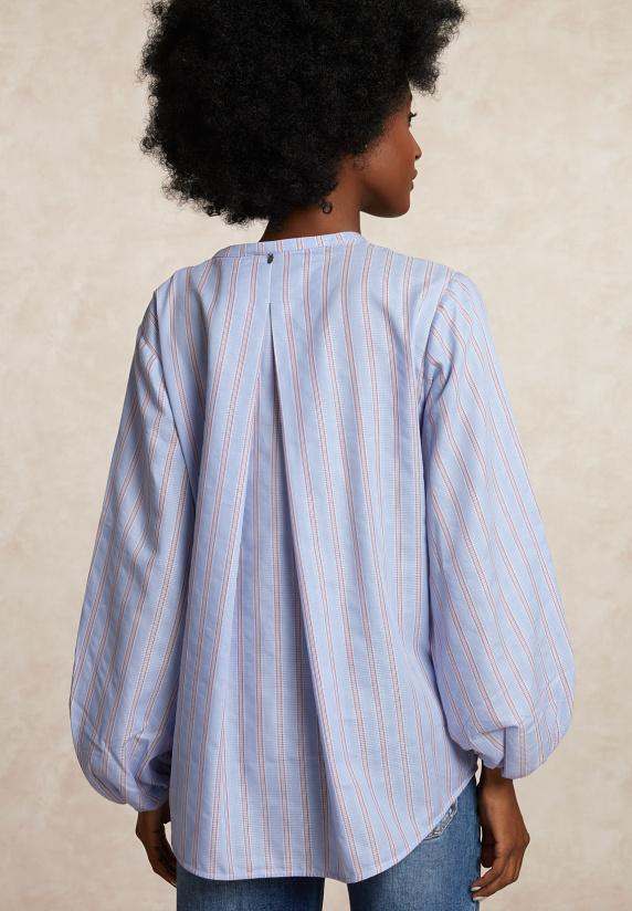 River Woods Gestreepte Oversized Blouse Lange Mouwen Rood/blauw