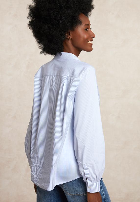 River Woods Gestreepte Wijde Blouse Borstzak Blauw/wit