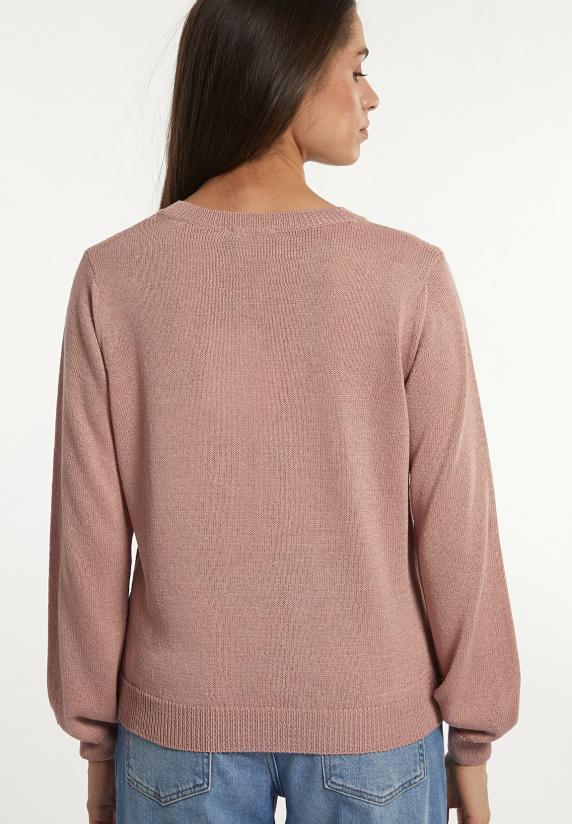 River Woods Glittertrui Ronde Hals Lange Mouwen Roze