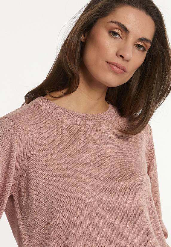 River Woods Glittertrui Ronde Hals Lange Mouwen Roze