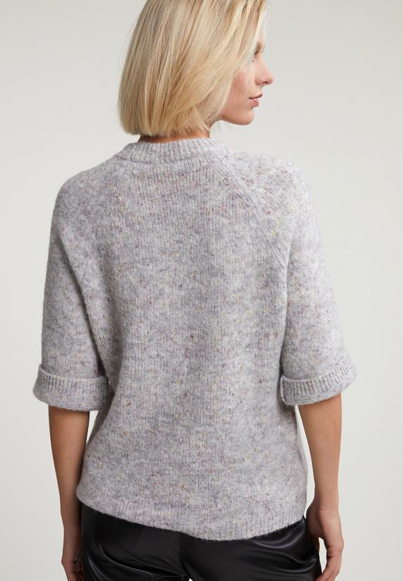 River Woods Grijze Gestipte Alpaca-wollen Trui Ronde Hals