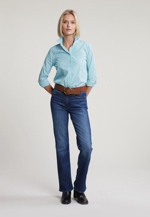 River Woods Groen/wit Gestreepte Blouse Lange Mouwen