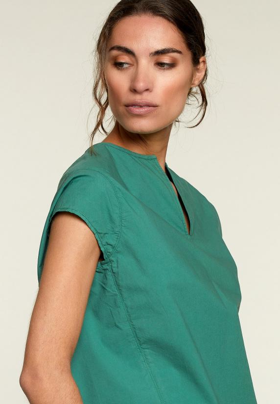 River Woods Groene Blouse Met V-hals En Korte Mouwen