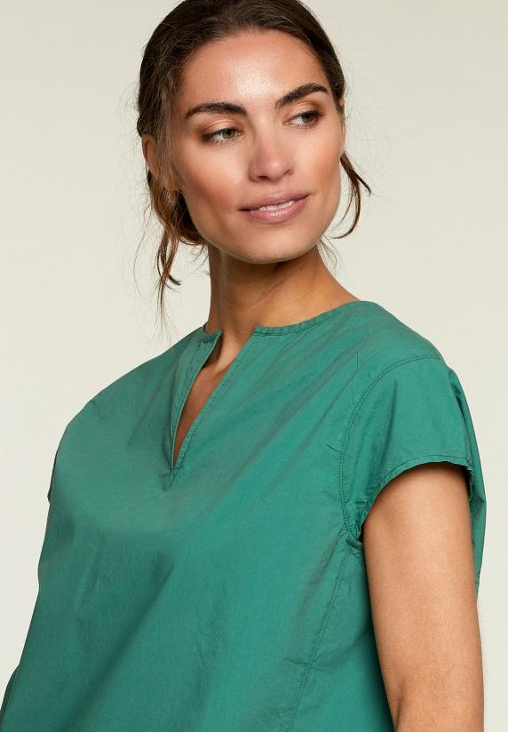 River Woods Groene Blouse Met V-hals En Korte Mouwen