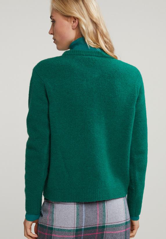 River Woods Groene Cardigan Ronde Hals Opgestikte Zakken