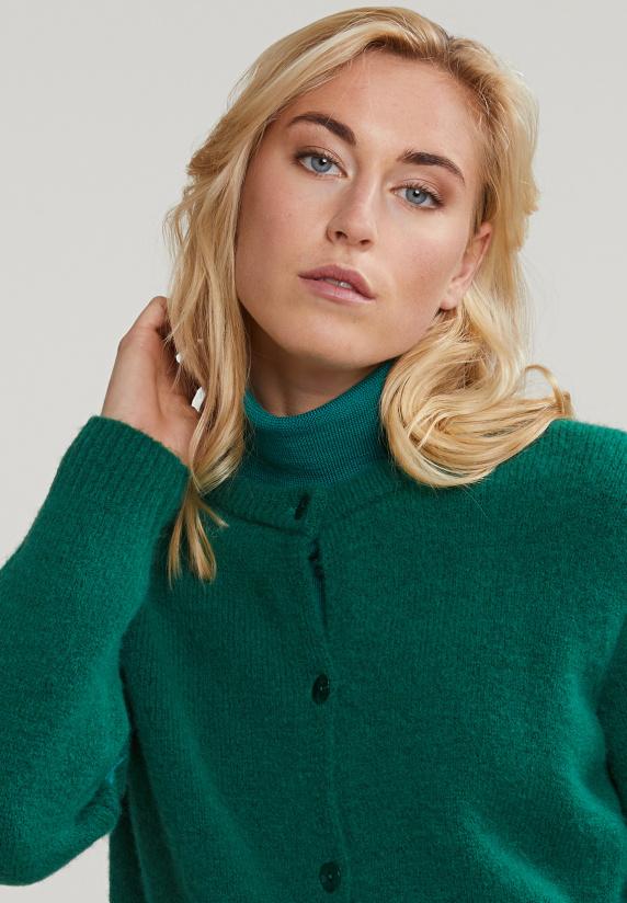 River Woods Groene Cardigan Ronde Hals Opgestikte Zakken