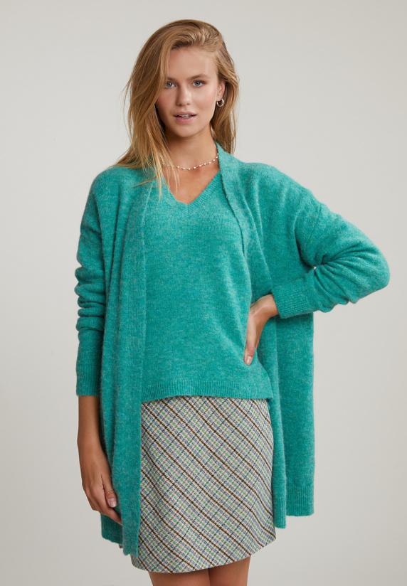 river woods Groene lange V-hals cardigan lange mouwen