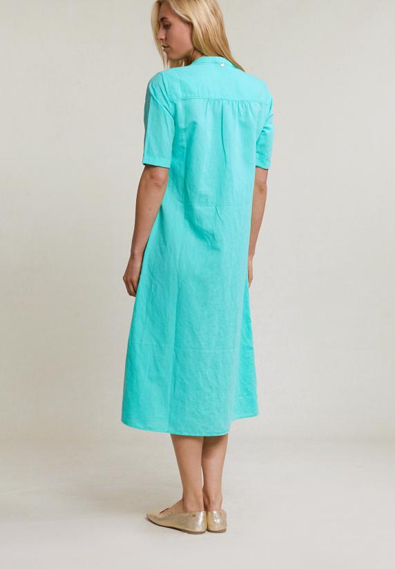 River Woods Jadegroene Katoen-linnen Geknoopte Lange Jurk