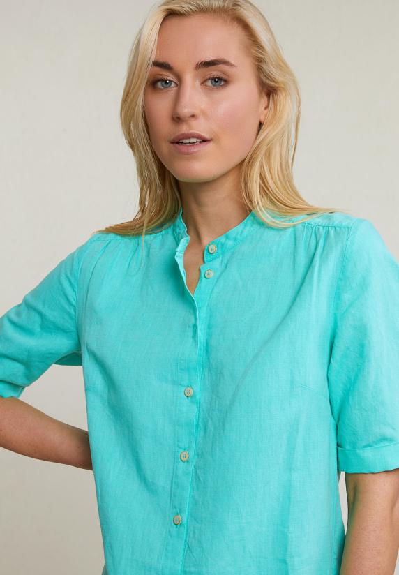 River Woods Jadegroene Katoen-linnen Geknoopte Lange Jurk