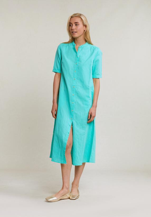 river woods Jadegroene katoen-linnen geknoopte lange jurk