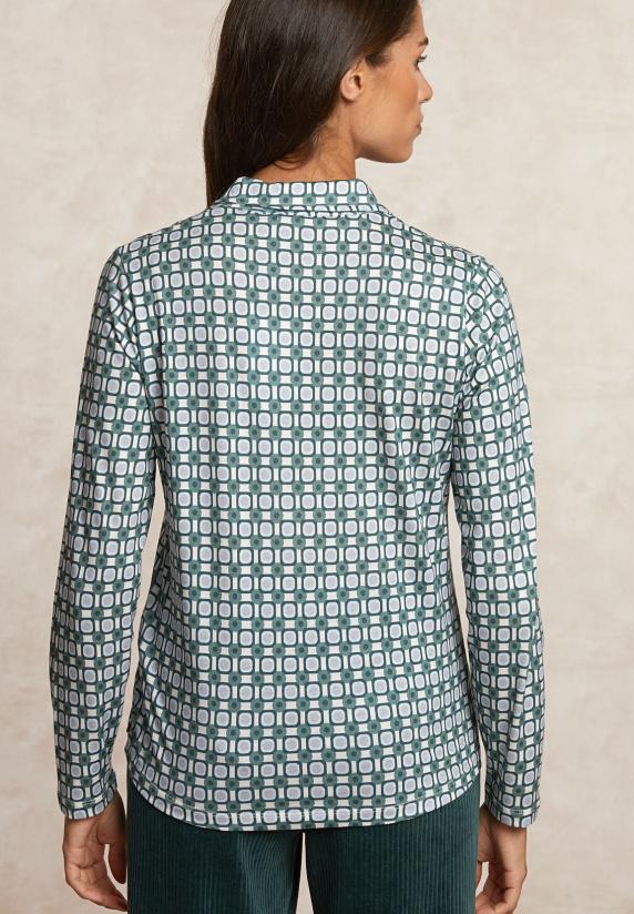 River Woods Jersey Fantasie V-hals Blouse Groen/beige