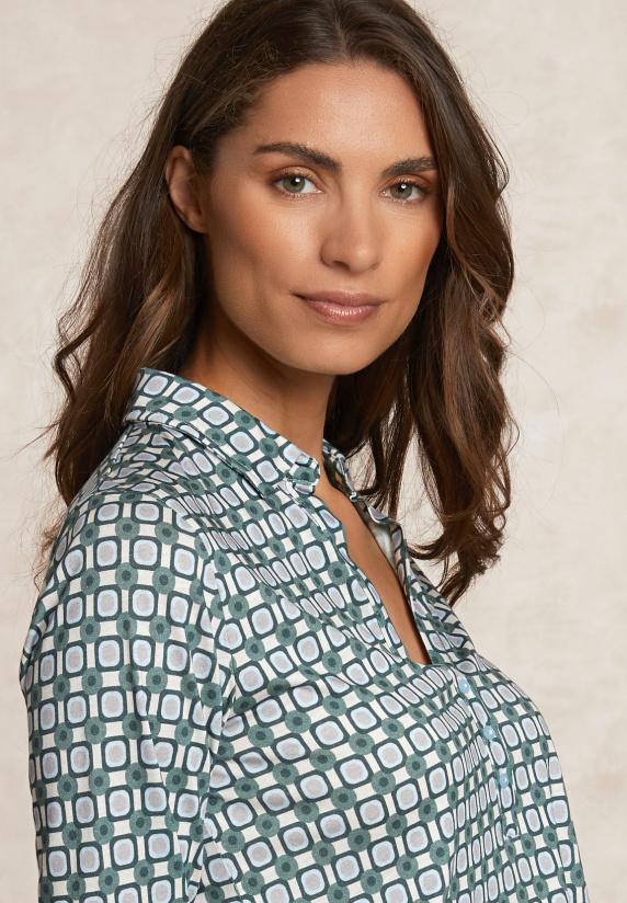 River Woods Jersey Fantasie V-hals Blouse Groen/beige