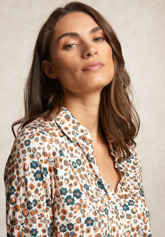 River Woods Jersey Fantasie V-hals Blouse Oranje/groen