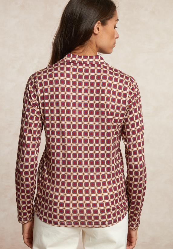 River Woods Jersey Fantasie V-hals Blouse Rood/bruin