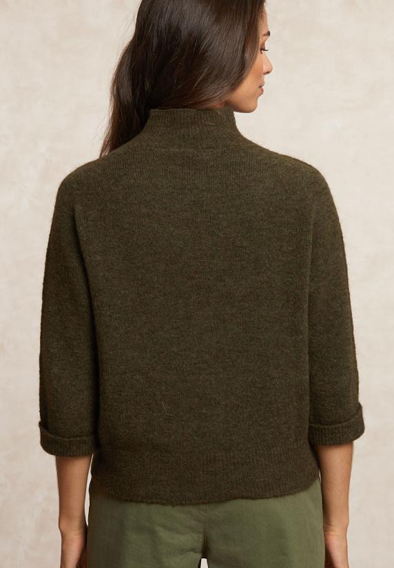 River Woods Jersey Trui Opstaande Kraag 3/4 Mouwen Groen