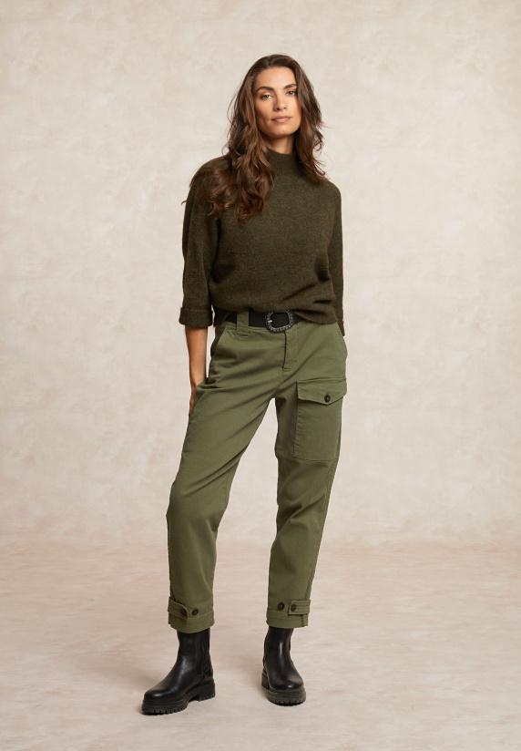 River Woods Jersey Trui Opstaande Kraag 3/4 Mouwen Groen