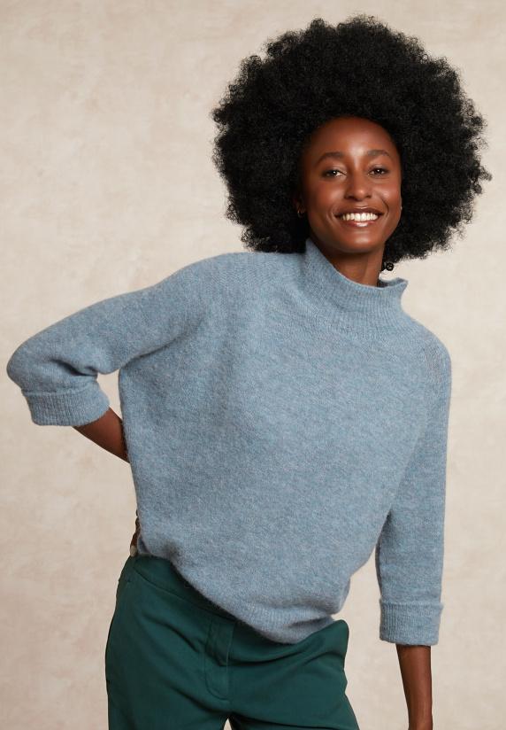 river woods Jersey trui opstaande kraag 3/4 mouwen lichtblauw