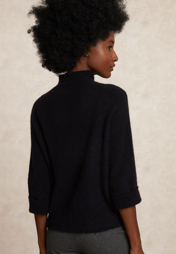 River Woods Jersey Trui Opstaande Kraag 3/4 Mouwen Navy