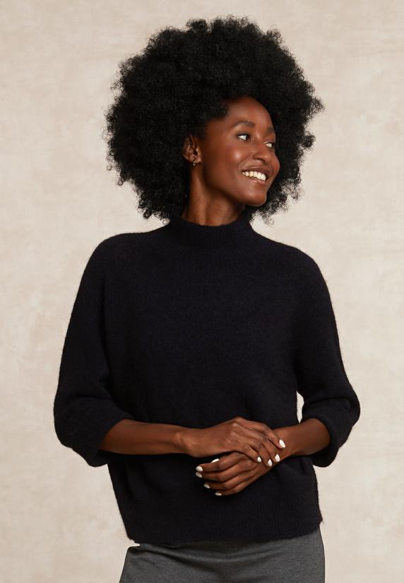 River Woods Jersey Trui Opstaande Kraag 3/4 Mouwen Navy