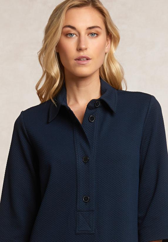 River Woods Jurk 3/4 Mouwen Opgestikte Zakken Blauw