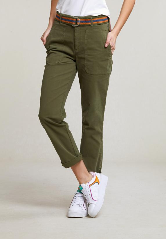 River Woods Kaki Sportieve Broek Opgestike Zakken Riem