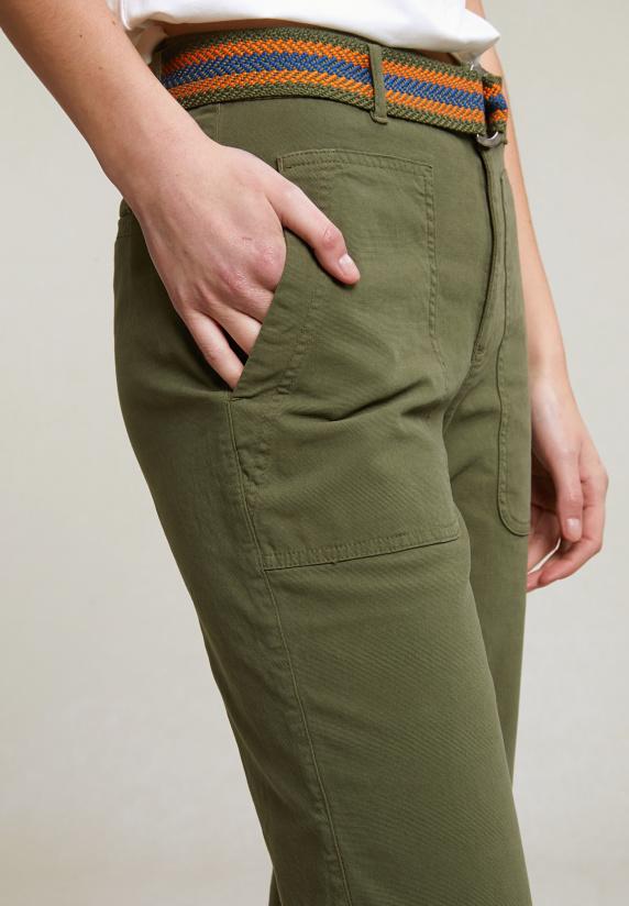 River Woods Kaki Sportieve Broek Opgestike Zakken Riem