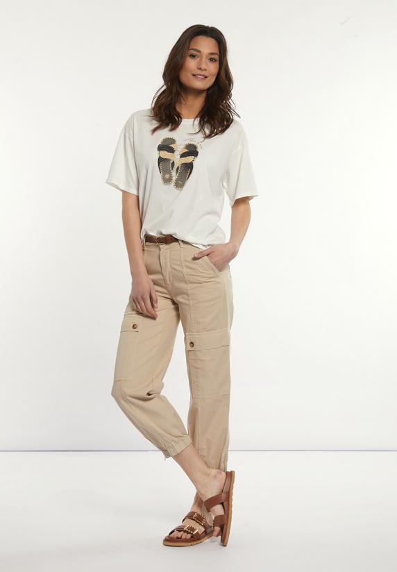 river woods Katoen-linnen broek opgestikte zakken beige