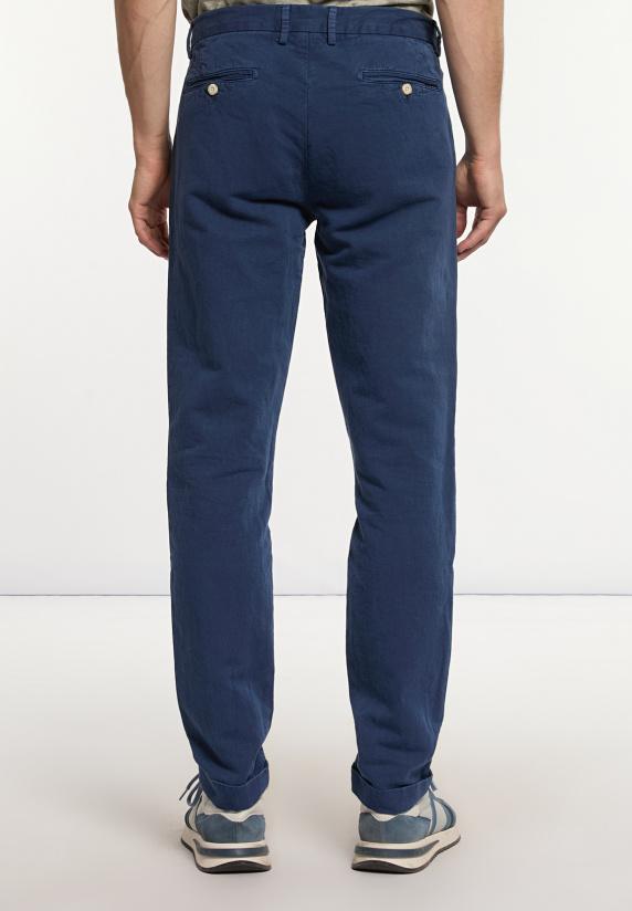 River Woods Katoen-linnen Chinobroek Met Plooien Mykonos Blue