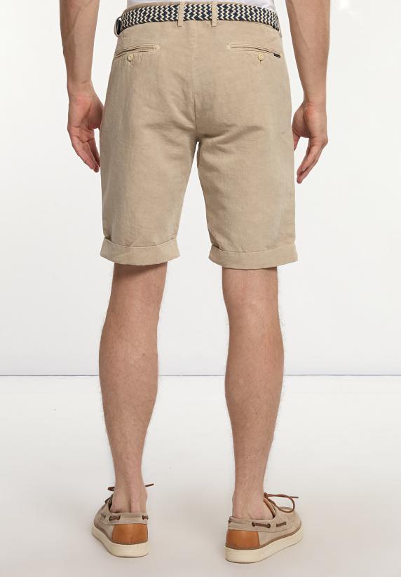 River Woods Katoen-linnen Chinoshort Met Plooien Beige