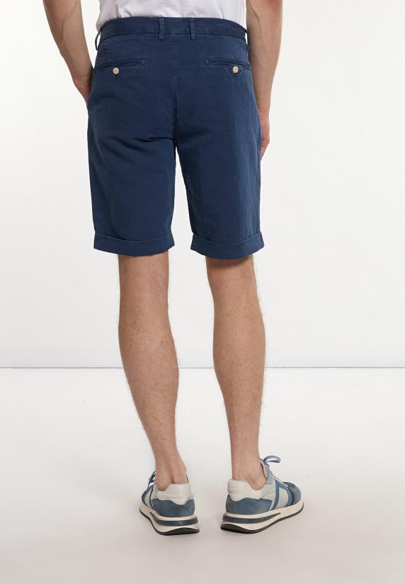 River Woods Katoen-linnen Chinoshort Met Plooien Mykonos Blue