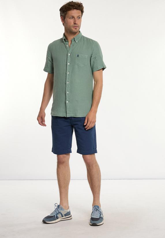 River Woods Katoen-linnen Chinoshort Met Plooien Mykonos Blue