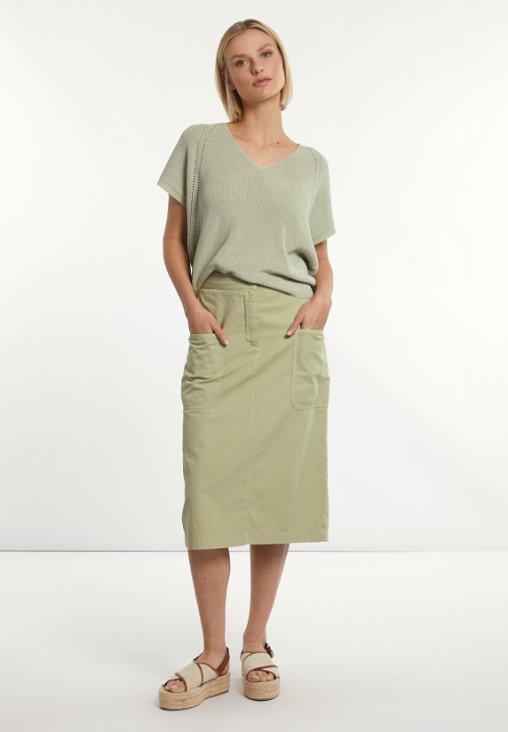 river woods Katoen-linnen midirok opgestikte zakken olijfgroen