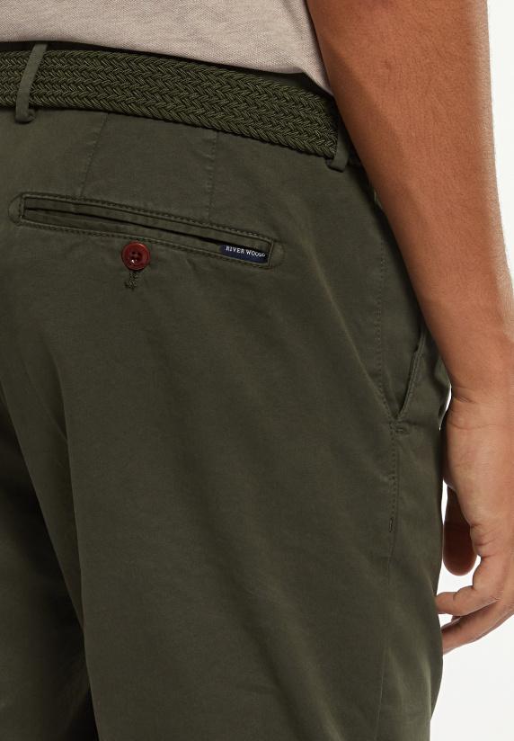 River Woods Katoenen Basic Stretch Chinoshort Forest